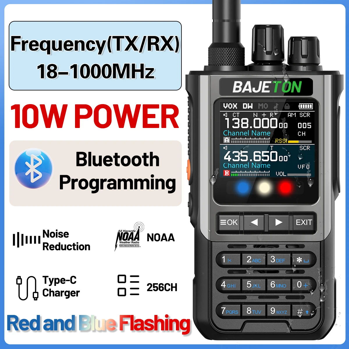 BAJETON BJ8200 Walkie Talkie de largo alcance 10W Tri Power banda completa inalámbrica Bluetooth programación de teléfono reducción de ruido Radioaficionado