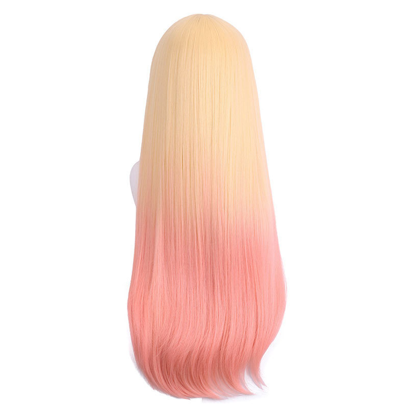 Zsqhet anime marin kitagawa perucas longas retas rosa tingido gradiente cabelo halloween cosplay acessórios peruca para meninas
