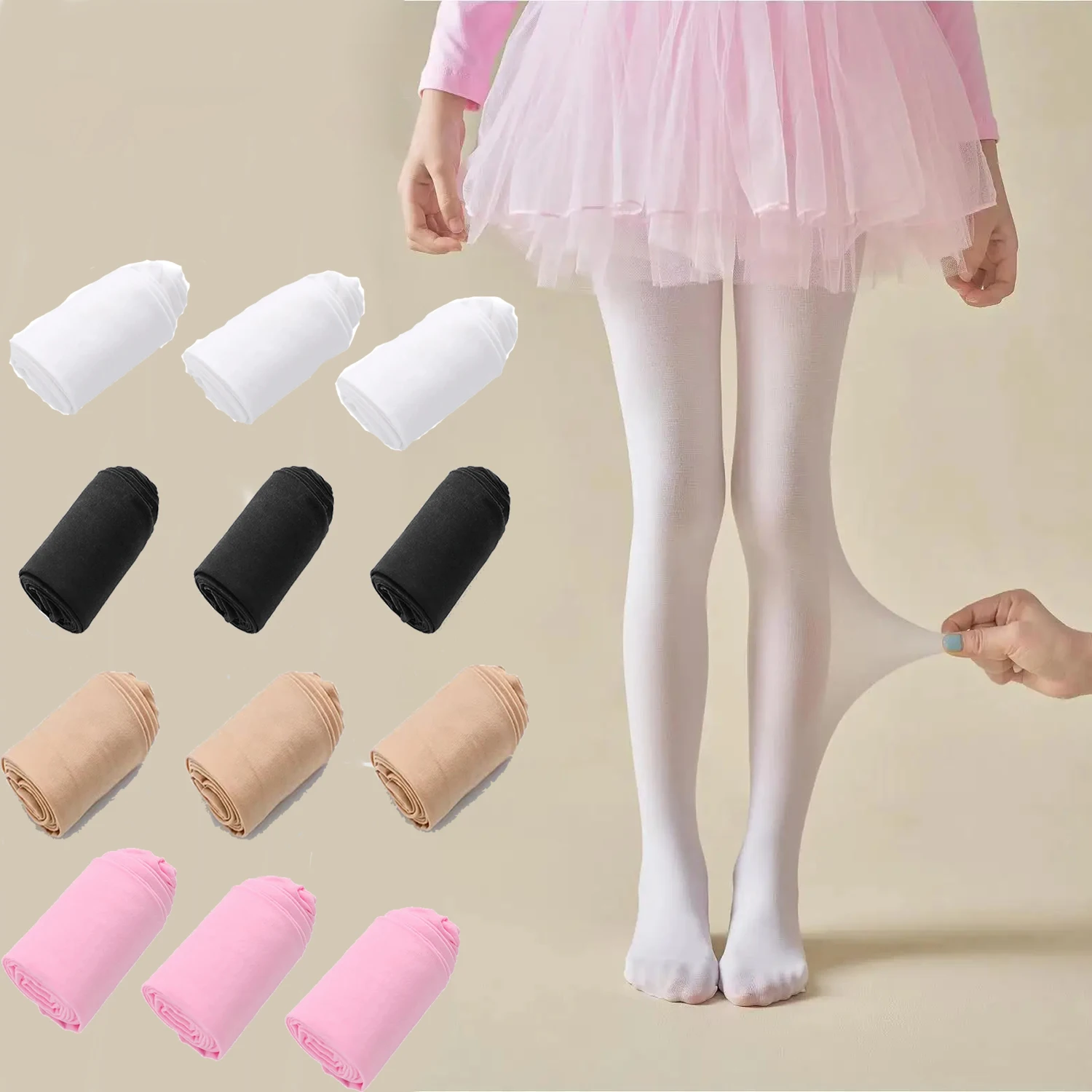 3PCS Student Girl Ballet Tight Pants Super Soft Child Dance Long Socks Suitable Princess Kids School Elastic Leggings Pantyhose﻿
