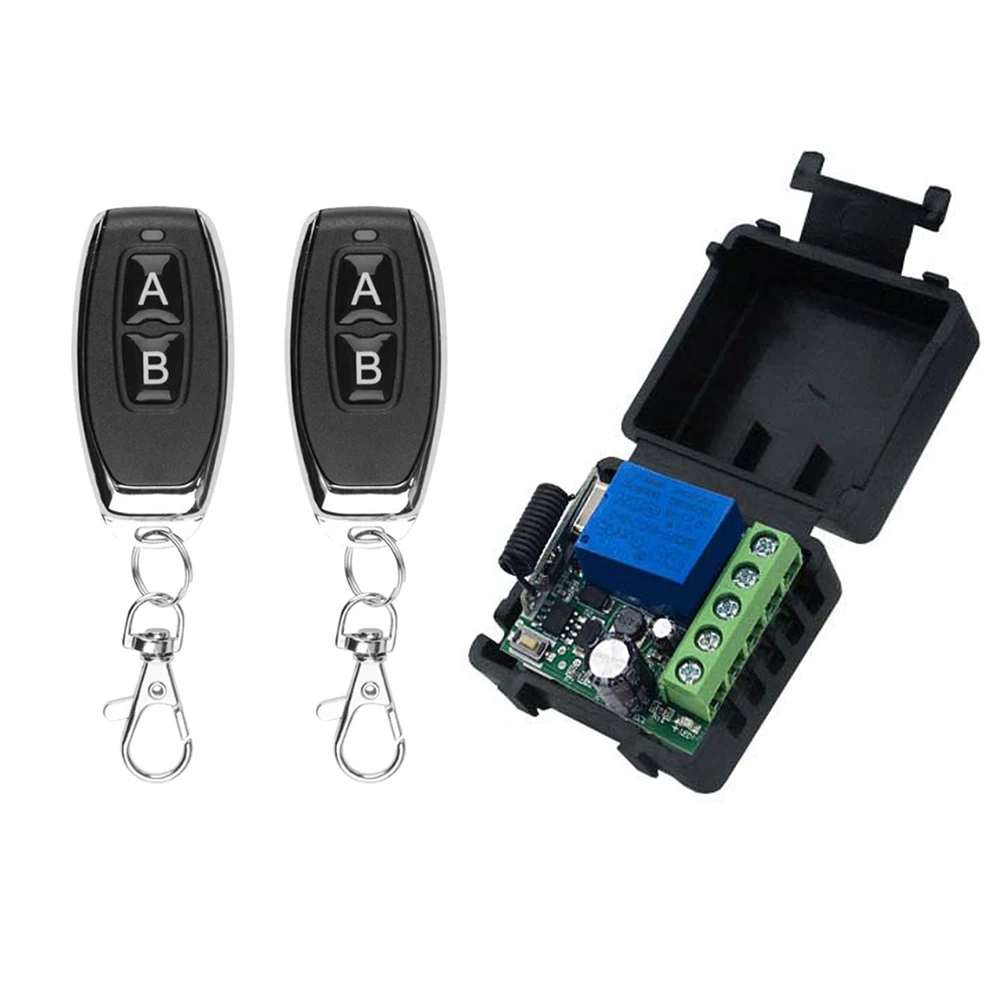 Interruptor sem fio de controle remoto rf 433mhz, receptor de relé dc 12v 1ch 10a e transmissor 2ch para fechadura eletromagnética de porta