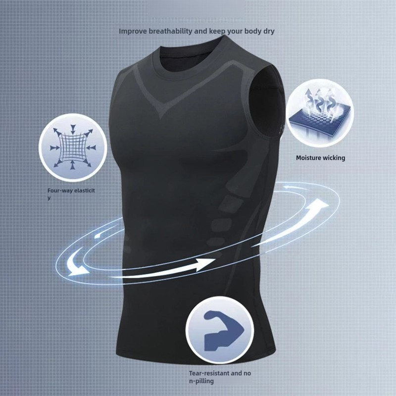 Herren-Kompressions-Tanktop für Herren, Fitnessstudio, ärmellos, schnell trocknend, Sportbekleidung, für Herren, Fitness, Bodybuilding, Weste, Workout, Muskel-Top