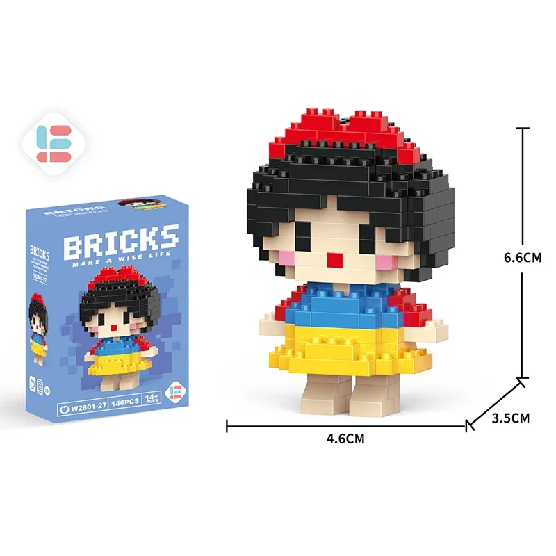Stitch Disney Princess Elsa LinaBell Building Blocks Mickey Mouse Duck Mini Action Figures บล็อกประกอบของเล่นอิฐเด็กของขวัญ