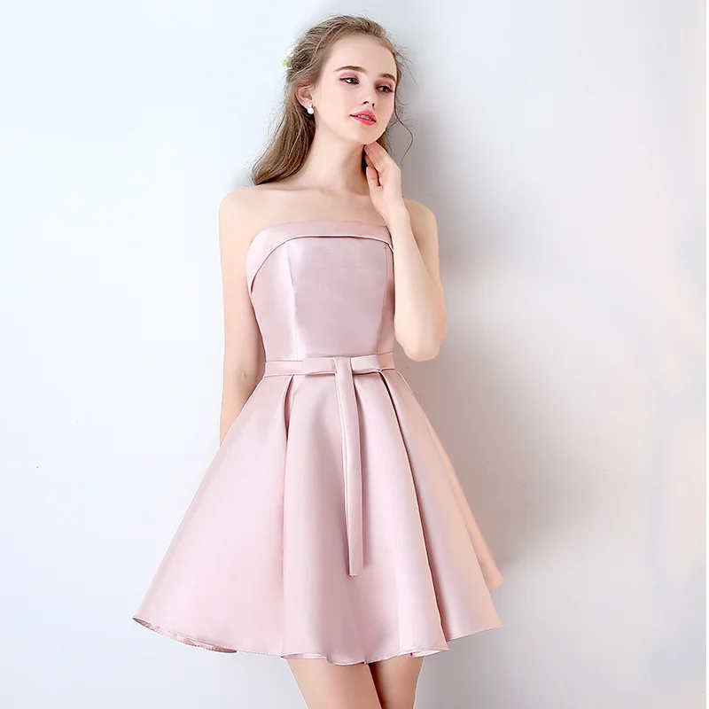 เซ็กซี่ชุดเจ้าสาวงานแต่งงาน Elegant ชุดราตรีเกสต์ Mini ชุดเดรสฤดูร้อนสำหรับผู้หญิง2022 Robe ไม่มีกระเป๋า