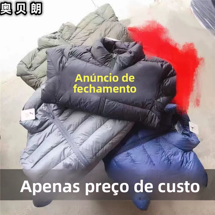 Jaqueta Curta Leve de Aodão para Homens, Casaco de Inverno com Enchimento de Plumas, Tamanho ande, Ajuste Slim, Lançament...