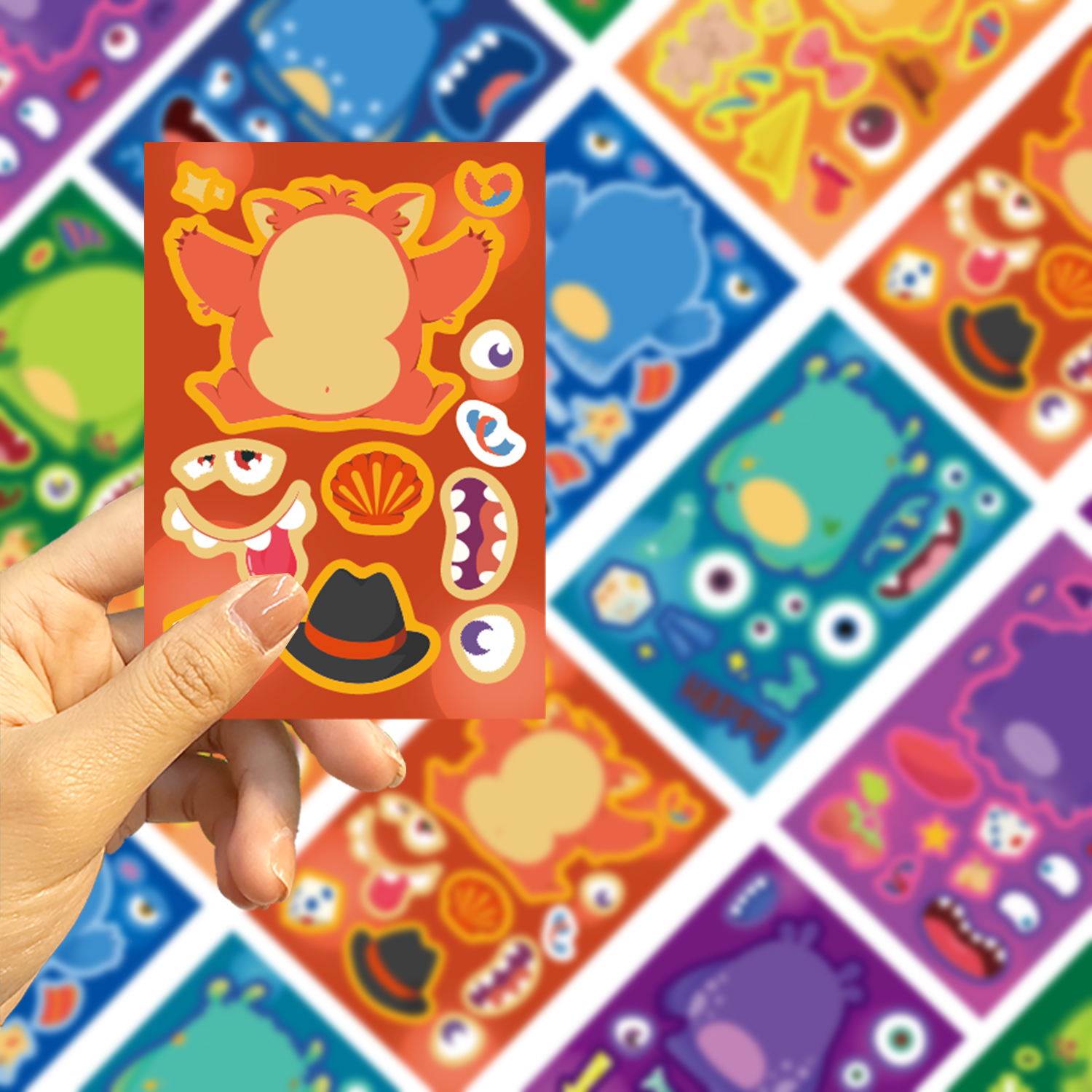 8/16/24 個リトルモンスターパズルステッカーメイクアフェイス漫画のおもちゃ DIY 電話ラップトップ荷物スケートボード落書きデカール