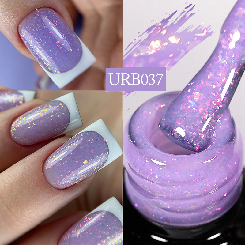 UR SUGAR-Gel Base de goma con purpurina, barniz de copos de oro rosa camaleón Aurora, esmalte de gel UV semipermanente para remojar, 7ml