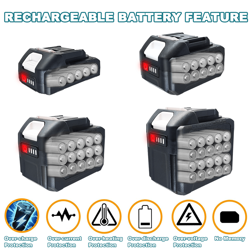 Patuopro 18-21v 2.0 4.0 6.0 8.0ah bateria de lítio recarregável para makita 18v chave de broca elétrica sem escova serra chave de fenda