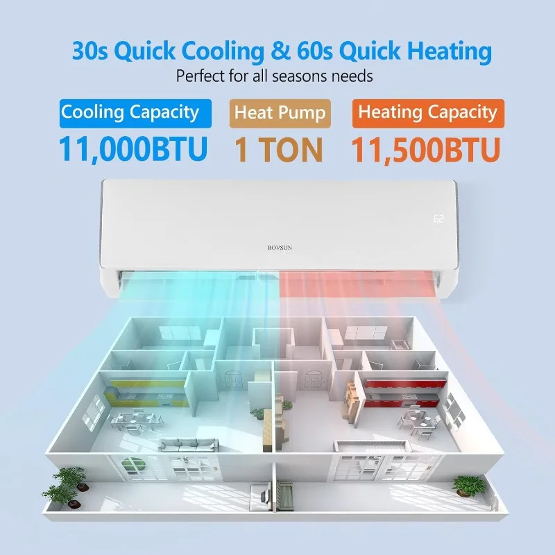 Wifi Mini Split Air Conditioner and Heater, Inverter Ductless Wall Mounted Air Conditioner Unit
