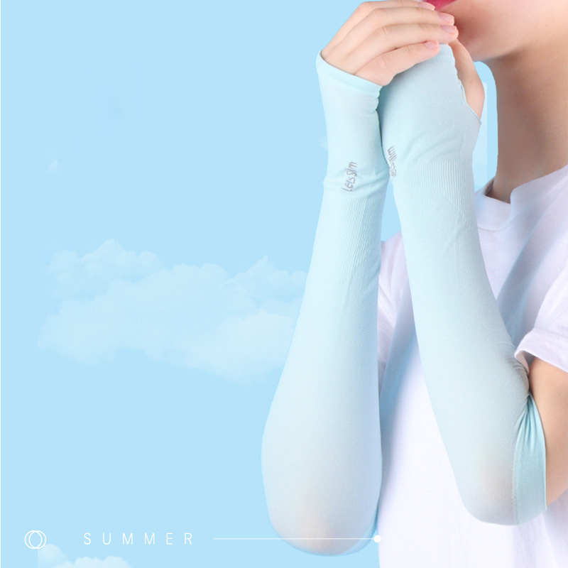 Couvre-bras Anti-UV pour hommes et femmes, gants de cyclisme sans doigts, Sport d'été, écharpe fraîche en soie glacée, couvre-bras élastiques en soie pour la conduite