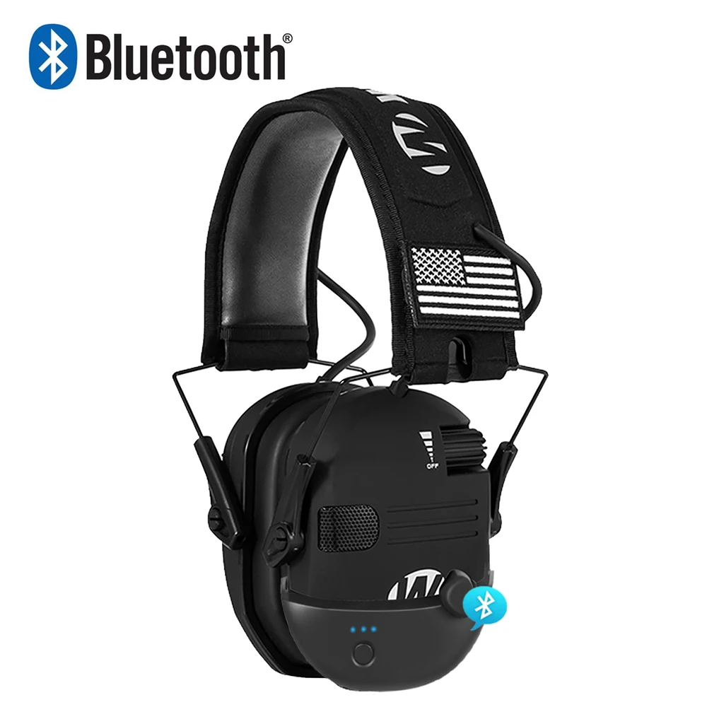 전술 사격 귀마개 헤드셋 Bluetooth 5.1 청력 보호 헤드폰 23dB NRR 안전 소음 감소 귀마개 접이식
