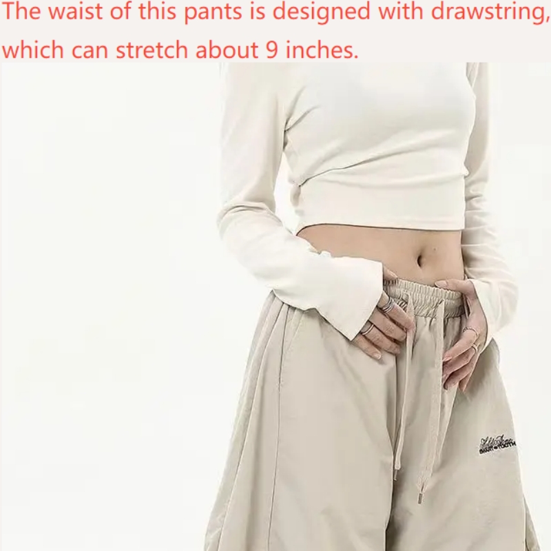 Casual Chic Sweatpant Retro Matching Oversize Women's Wide Leg Pant Low Waist Drawstring Lady Cargo Pants Y2K Hip Hop Streetwear