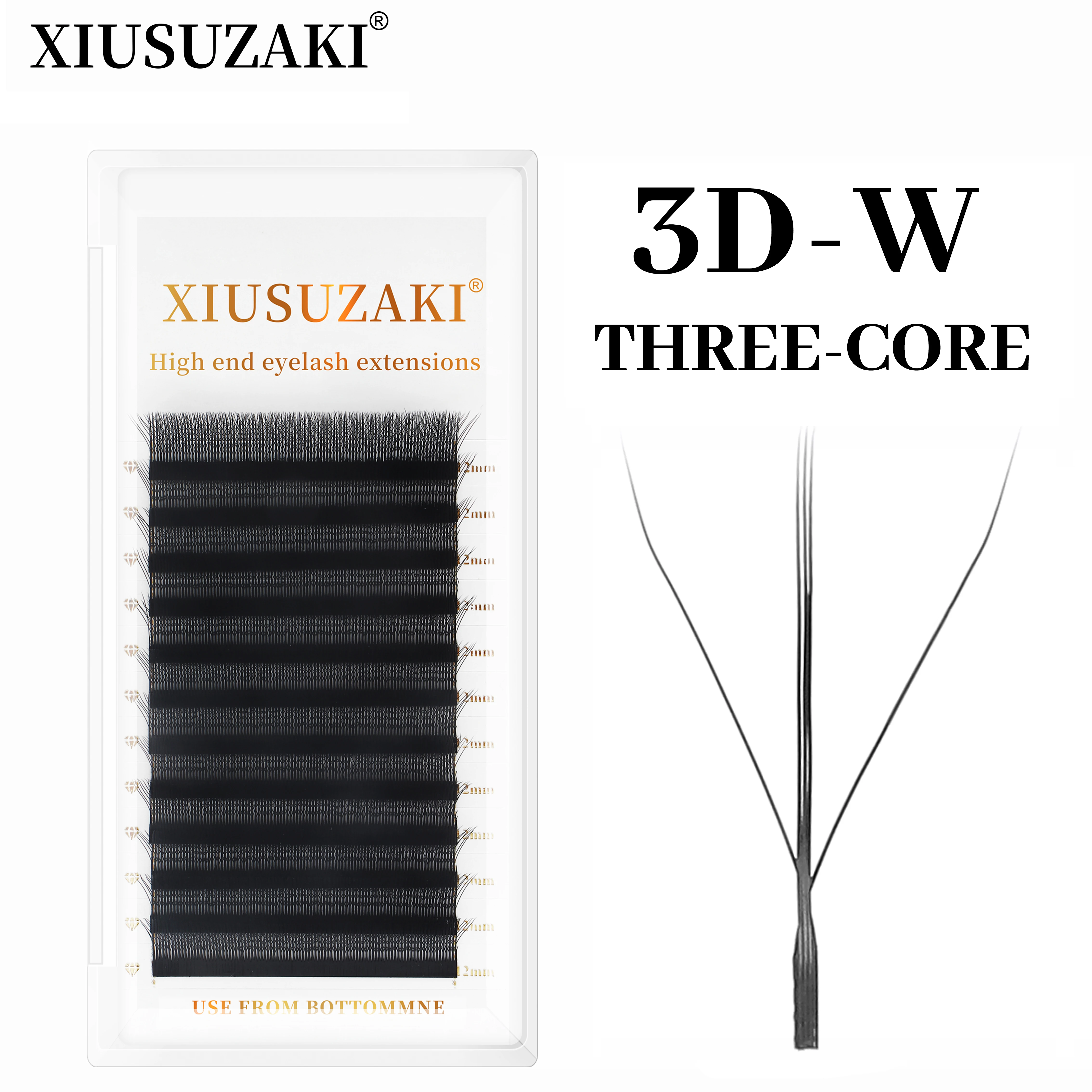 XIUSUZAKI 3D W pestañas de tres núcleos con puntas triples extensiones de pestañas en forma de W Blister ventiladores prefabricados naturales pestañas dobles de dos núcleos