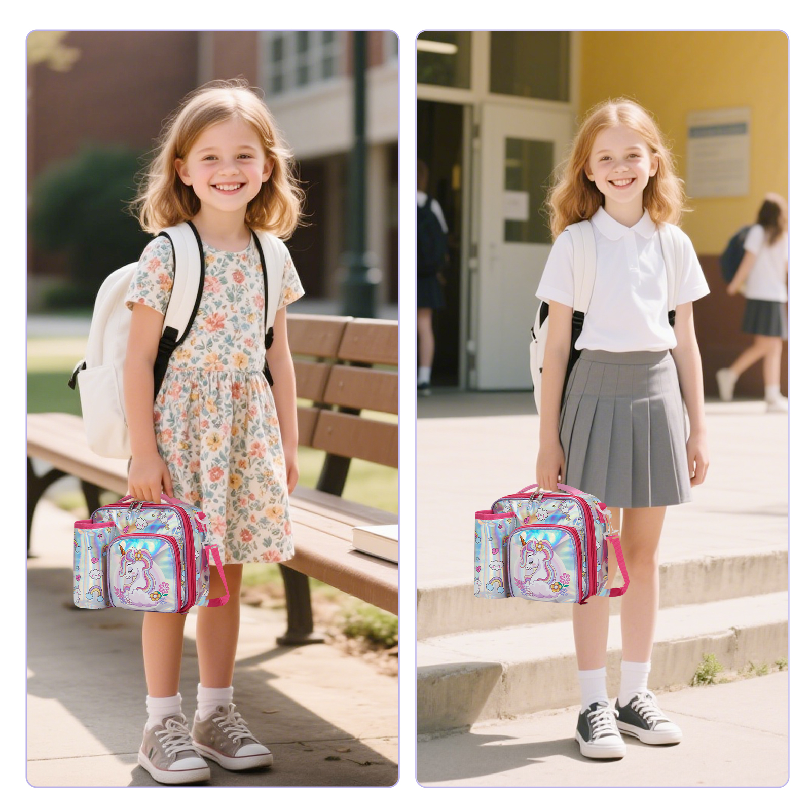 รูปแบบการ์ตูน Cooler กล่องอาหารกลางวันแบบพกพาฉนวน Oxford ถุงอาหารกลางวันความร้อนอาหารปิคนิคอาหารกลางวัน Tote กระเป๋าสําหรับเด็กผู้หญิง