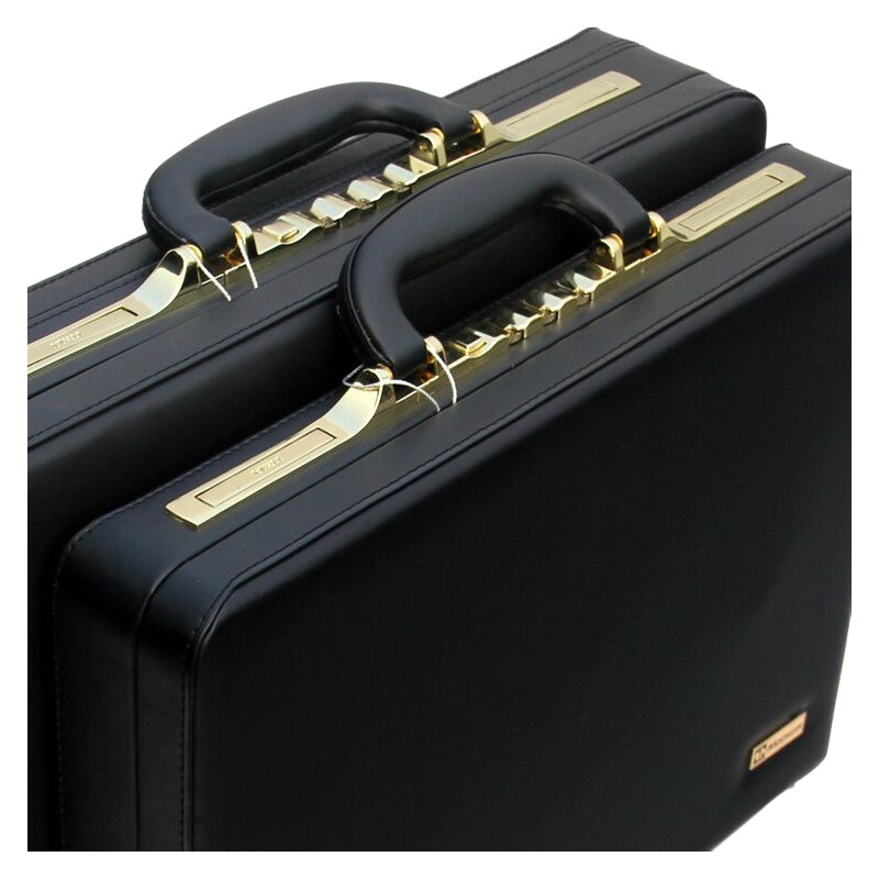 Business Men Black Leather Messenger Bag 14"16" Inch Computer Box Password Box Multifunctional Document Bag Briefcase