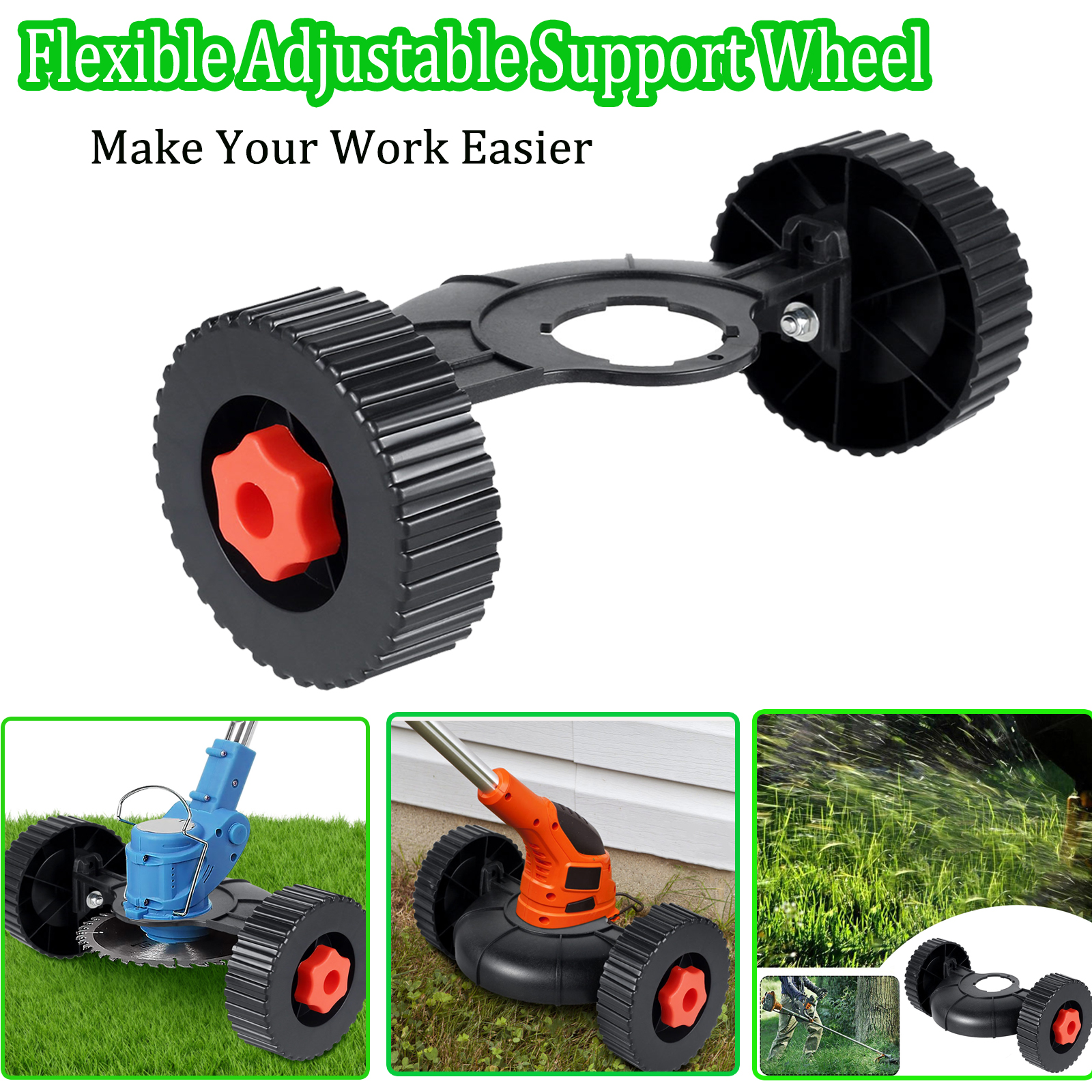 Lawn Mower Support Wheel, Adjustable Support Wheels Attachment, Grass Trimmer Detachable Auxiliary Wheel Quick Change Trimmer He