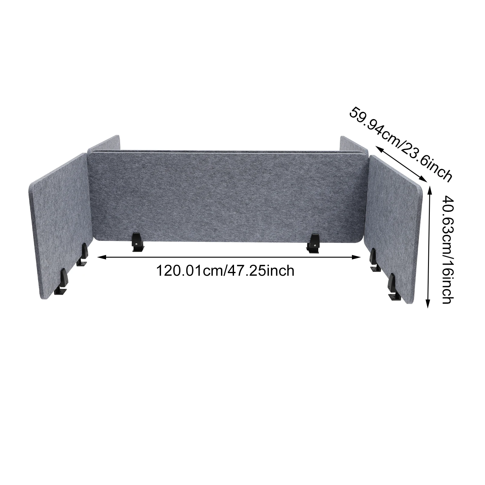Stand Up Desk Acoustic Divider (Gray) | 47.25"x16" & 23.6"x16", Clamp-On, Polyester Fiber, Noise Reduction