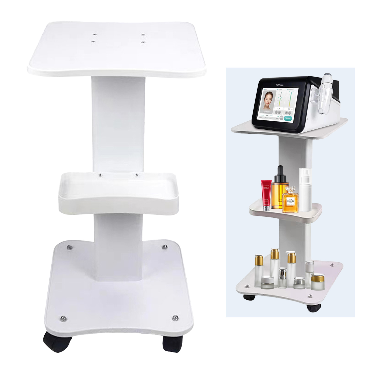 Spa Schoonheidsopslag Schoonheidssalon Stand Rollende Trolley Kar Apparatuur Machine Houder Organisator 3 Tier Salon Tafelwielhouder