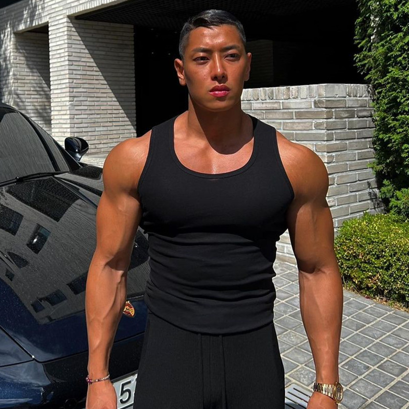 Chaleco ajustado de algodón puro para hombre, camisetas sin mangas deportivas informales, Tops básicos sin mangas de mediana edad, chaleco de culturismo de secado rápido 2024