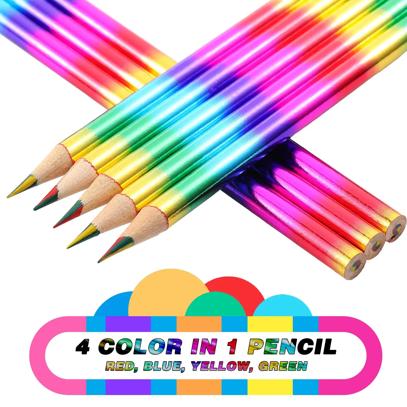8/16 pezzi arcobaleno 4 matite colorate in 1 matite arcobaleno matite colorate in legno matita multicolore per bambini materiale scolastico per ufficio