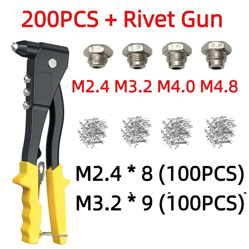 120/200/400/600PCS Zware Klinkhamer Gun Set Hand Klinkhamer Set Blindklinknagel Tang pistool DIY Klinknagels Moer Automotive Gereedschap