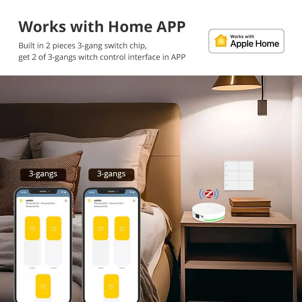 Zemismart Zigbee 4 gang Switch Scene Switches 6 Gangs Interruptor Neutral Required Work with Tuya Hub Alexa Google Home Voice