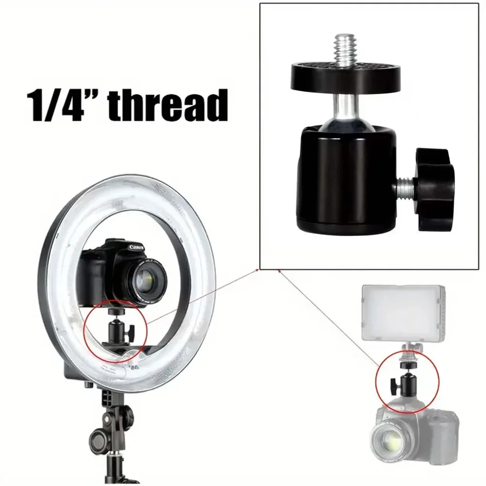 1/4" Swivel Mini Ball Head Screw Tripod Mount for GoPro 12 11 10 9 Insta360 X3 DSLR Camera Camcorder Light Bracket Accessories