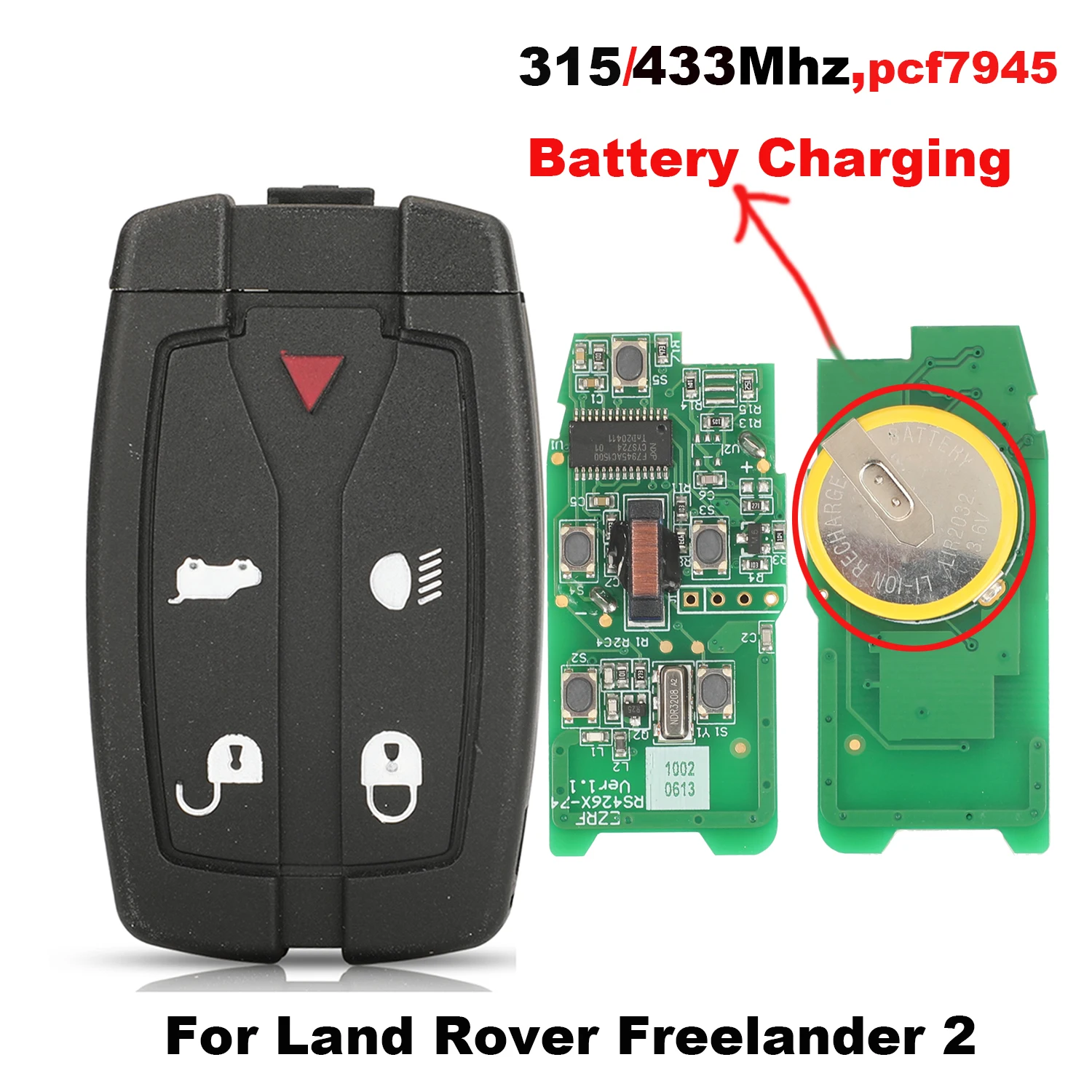 Jingyuqin remoto 315/433Mhz pcf7945 llave de coche para Land Rover Freelander 2 Control de descubrimiento llave inteligente carga de batería con logotipo