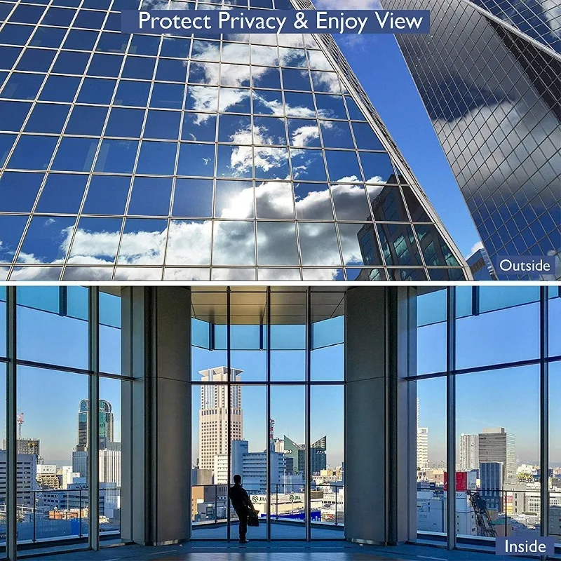 40x100 cm Pellicola per la privacy diurna unidirezionale Blocco solare Anti UV Riflettente Controllo del calore Statico Cling Finestra Tinta per casa e ufficio