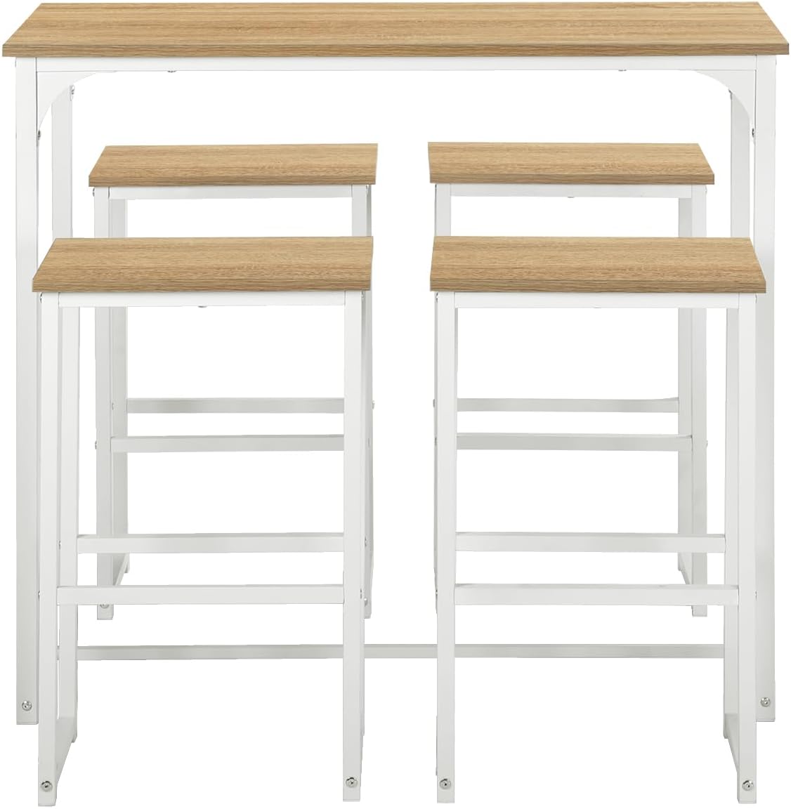 Mesa de Bar Alta Con 4 Taburetes - Juego de Comedor Para Cocina - Ahorro de Espacio, Rincón Para Casa