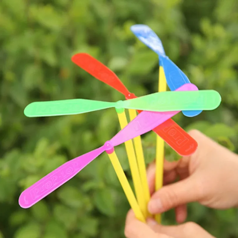Hélice de libélula de bambú de plástico, juguete volador para Niños y niñas, diversión al aire libre, 3, 4, 5, 6, 8, 10, 12 Años