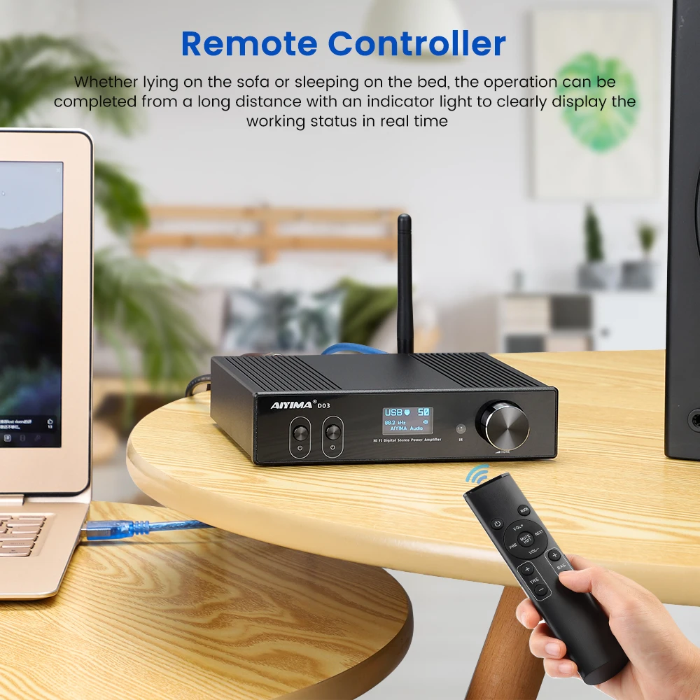 AIYIMA D03 Bluetooth アンプ 150Wx2 ステレオ HiFi サウンド Amplificador サブウーファーアンプ USB DAC OLED APTX-HD DIY 2.1 ホームオーディオ