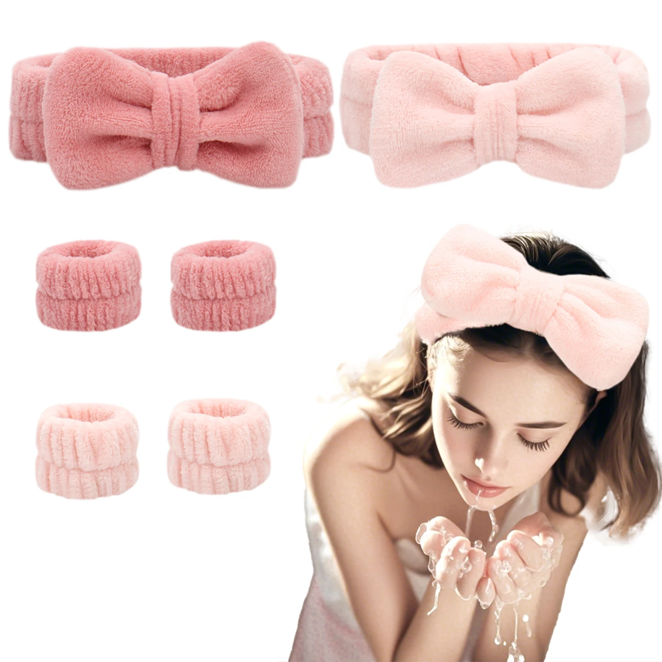 3 Fascia per capelli Spa Polsino per lavare il viso Asciugamano per trucco in microfibra Fasce per capelli Fascia per il lavaggio Scrunchies Fascia per il polso assorbente