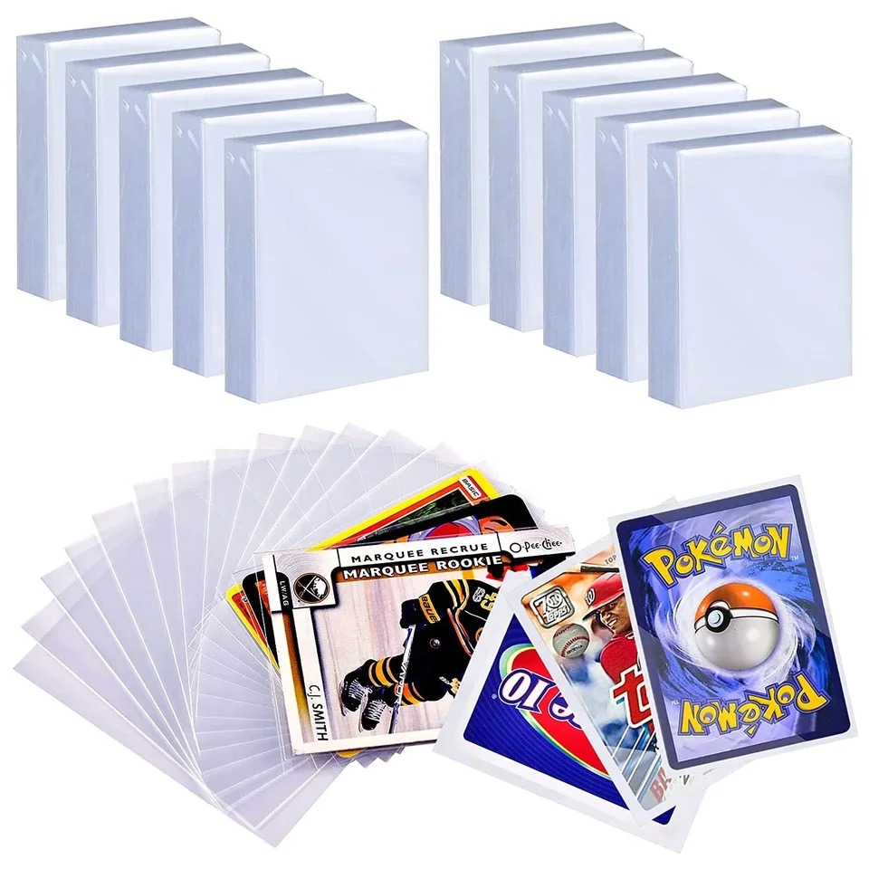 Funda transparente para cartas de juego de mesa de Pokémon, funda protectora transparente para tarjetas de juego de mesa, Kit de bolsa para fotos, 100 piezas