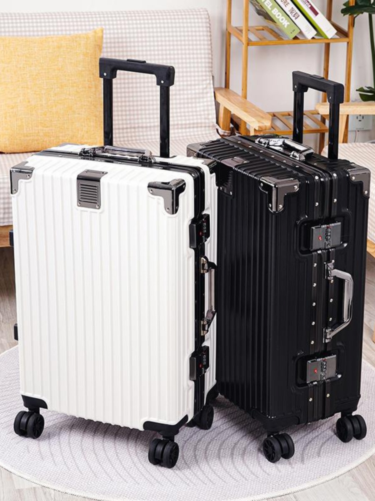 大容量アルミフレーム荷物バッグ旅行スーツケースパスワードロックとユニバーサルホイール男性と女性のための 20 インチ