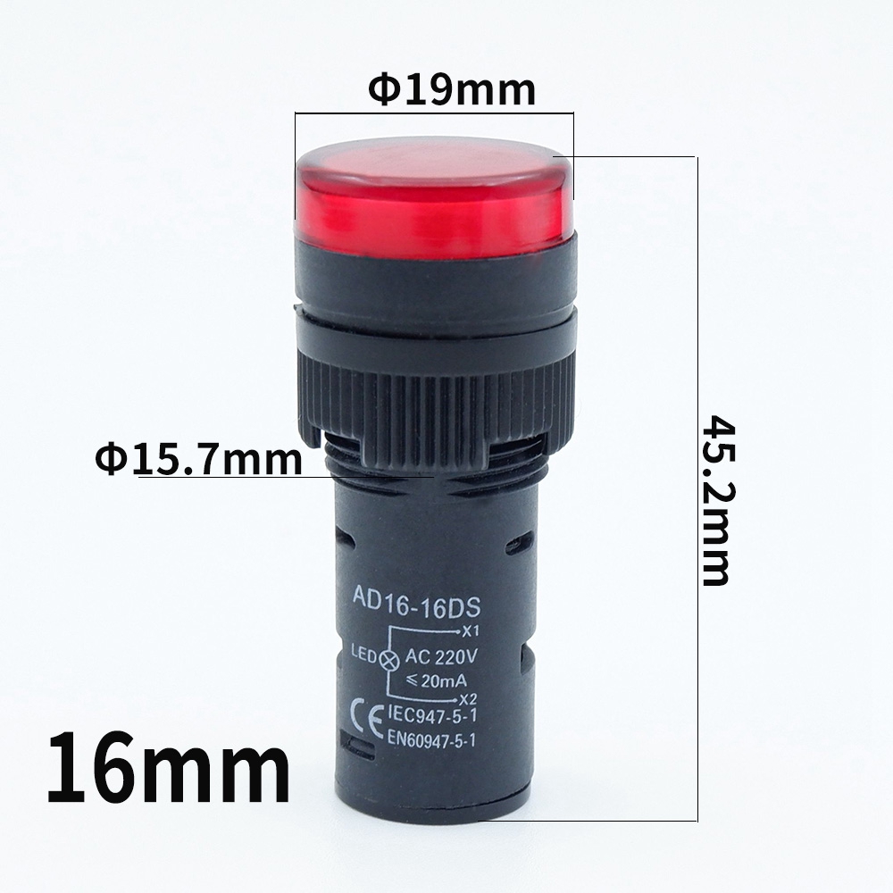 プラスチックledインジケータライト16ミリメートルパイロット信号ランプ警告パネルマウント分配ボックス電源ワークライト12v 24v 220v
