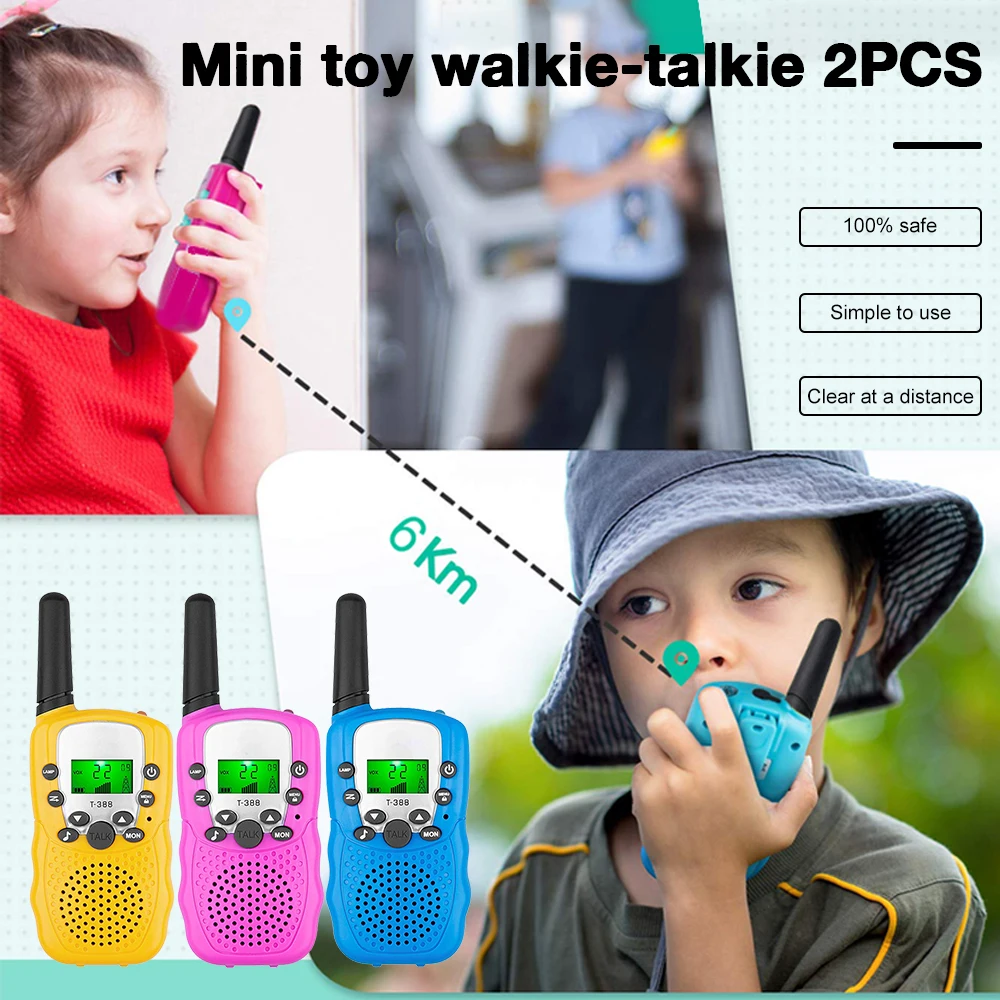 子供用充電式ウォーキートーキー,3kmポータブル,無線トランシーバー,インターホン,ミニおもちゃ,男の子と女の子へのギフト,2個