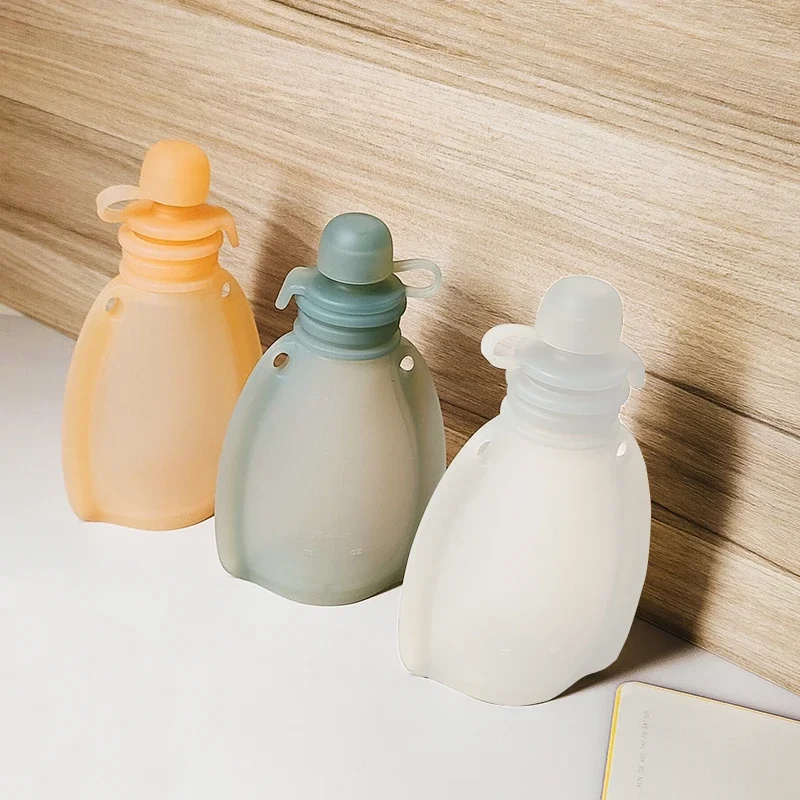 Bolsas de silicona recargables para comida de bebé, sin Bpa, 120ML, contenedores de almacenamiento reutilizables para apretar para niños pequeños, sin Bpa