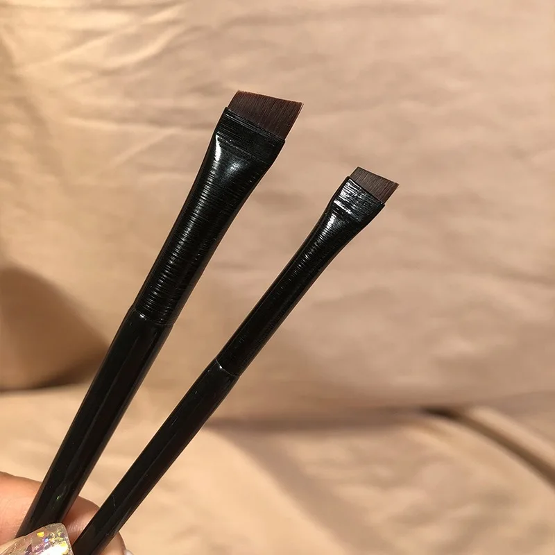 Nuevo 2 unids/set cepillo para contorno de cejas delineador de ojos cepillo portátil de ángulo pequeño cepillo de cejas accesorios de maquillaje femenino