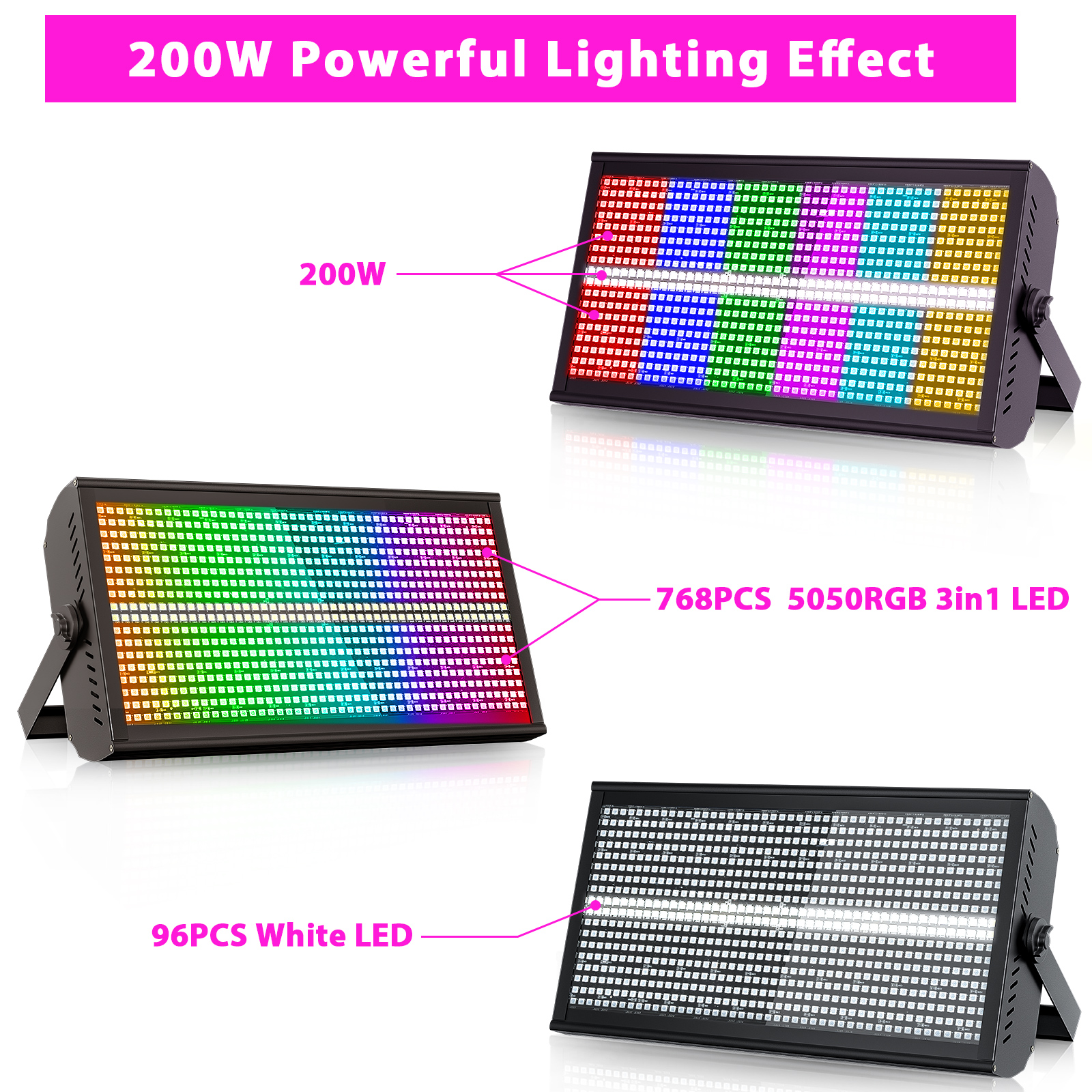 Yiflamefly 2 pièces barre lumineuse de scène lavage lumières stroboscopiques 130W RGB LED barre de lumière ascendante DMX512 DJ lumières pour fête Disco mariage vacances KTV