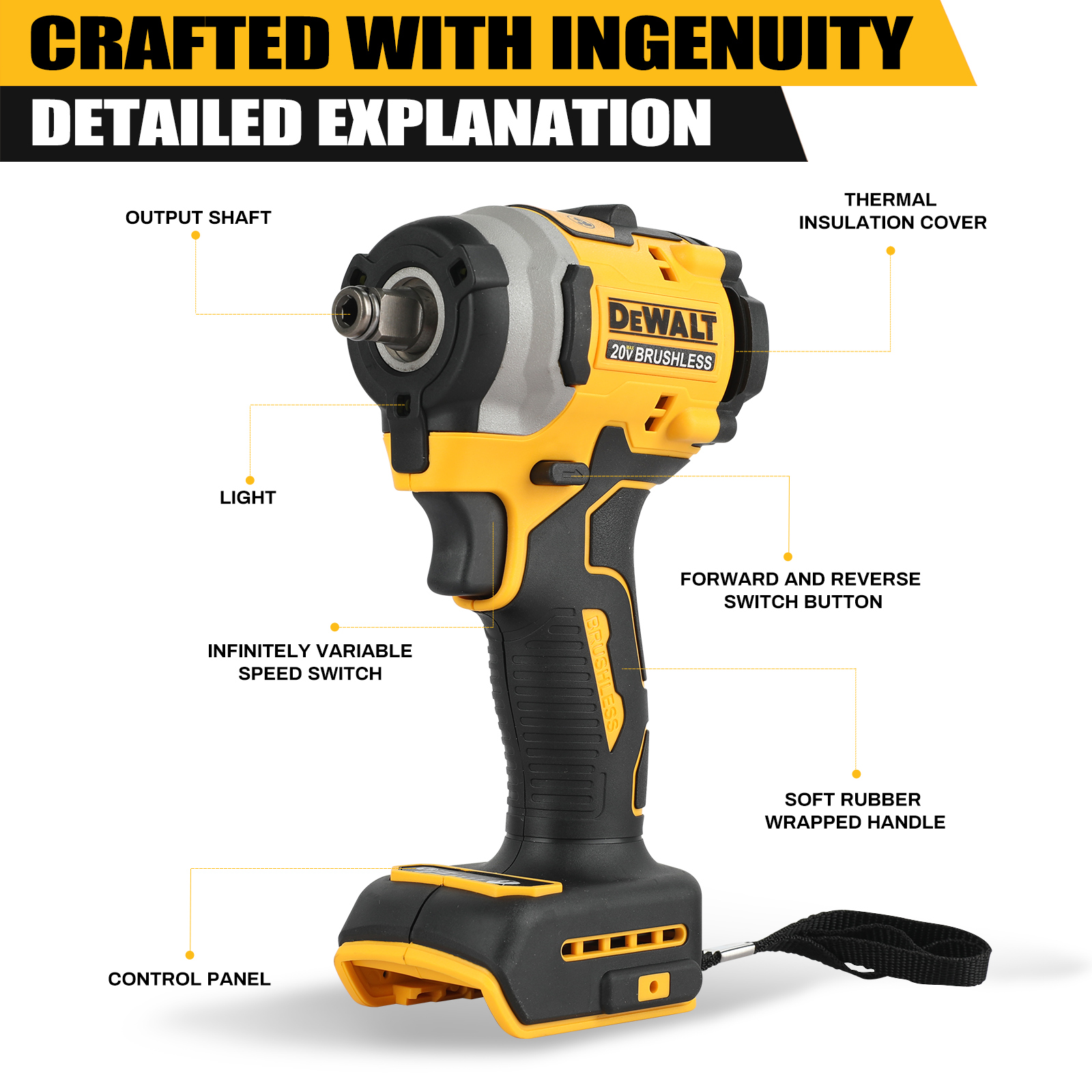 DEWALT DCD850 Brushless Cordless Electric Drill 20V Rechargeable Impact Screwdriver Multi-Function Hand Tool bare machine