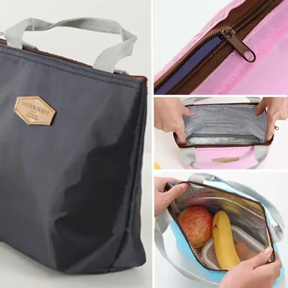 Fiambrera Camping Picnic bolsa de almuerzo Color sólido portátil aislado refrigerado refrigerador de alimentos fríos bolsa térmica bolso caliente