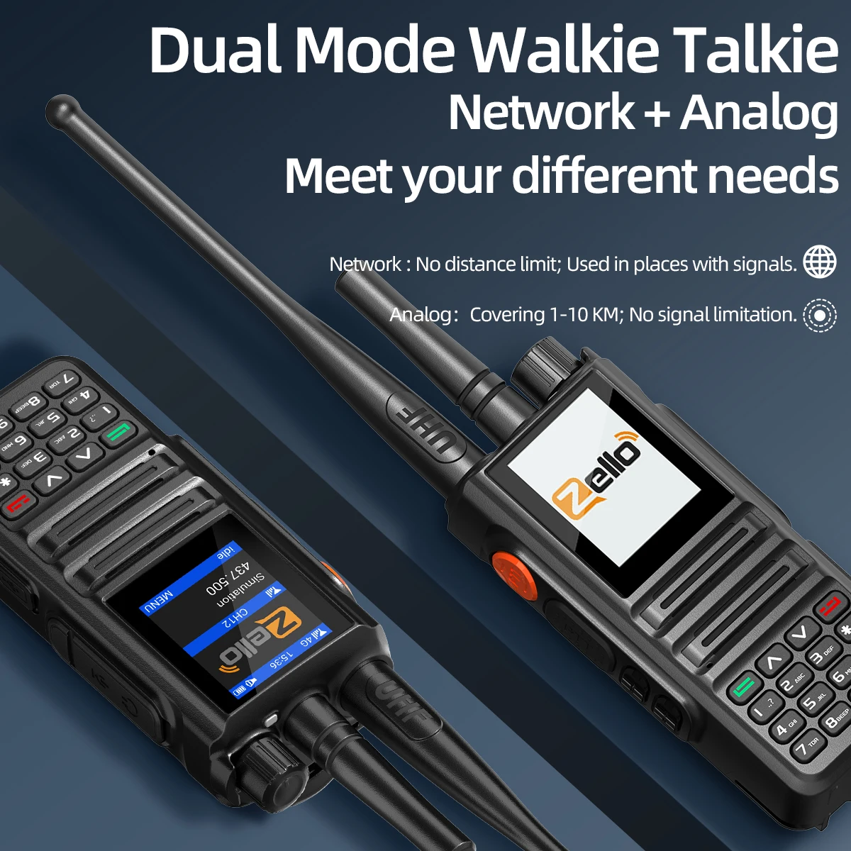 ABBREE GP-889 Dual Mode Netzwerk POC Radio Walkie Talkie ZELLO Global UHF Bluetooth WIFI 2G 4G Sim Karte Android Typ-C Amateurfunk