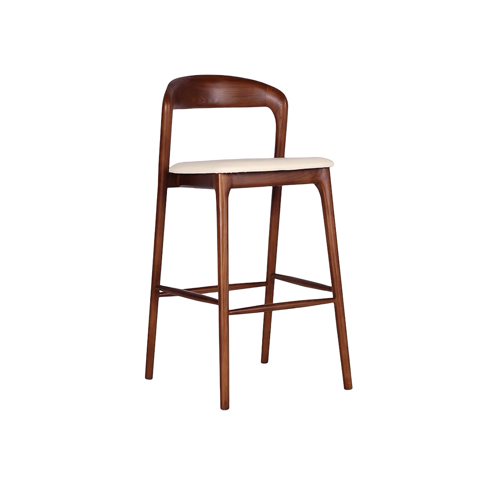 Taburete de Bar moderno Simple blanco Tsubon, silla de Bar de madera, respaldo, taburete alto de madera maciza para el hogar, silla de Bar de cafetería