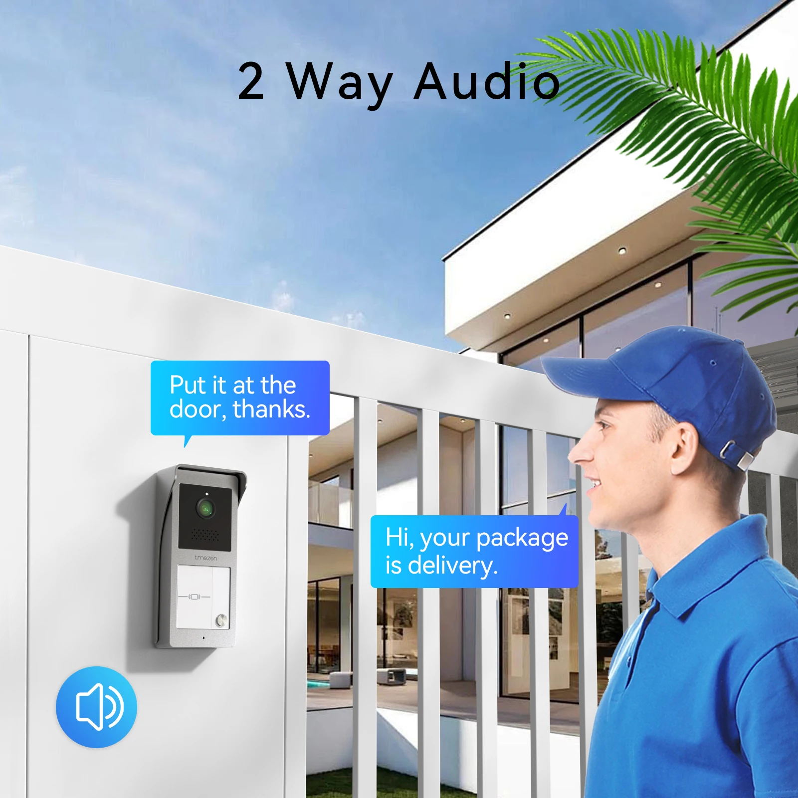 Sistema de intercomunicação com campainha de vídeo porteiro de 2 fios para segurança doméstica, monitor TMEZON de 7 polegadas com campainha com fio, cartão RFID/visão noturna