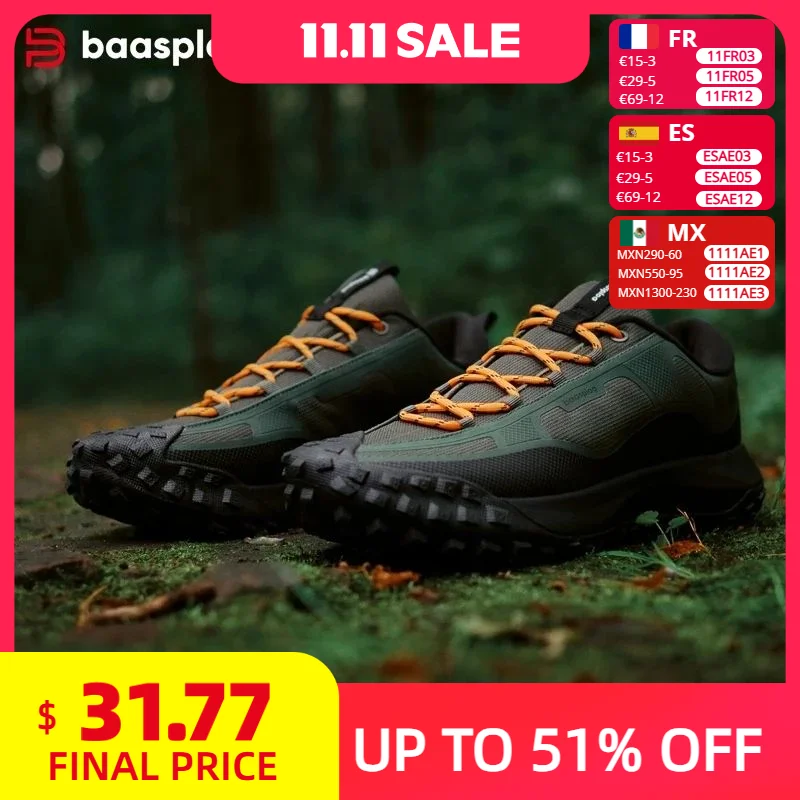 Baasploa Männer Wanderschuhe Lässige Leichte Schnür-Wanderschuhe Männlich Im Freien Wasserdichte Camping Beständig Rutschfeste Turnschuhe