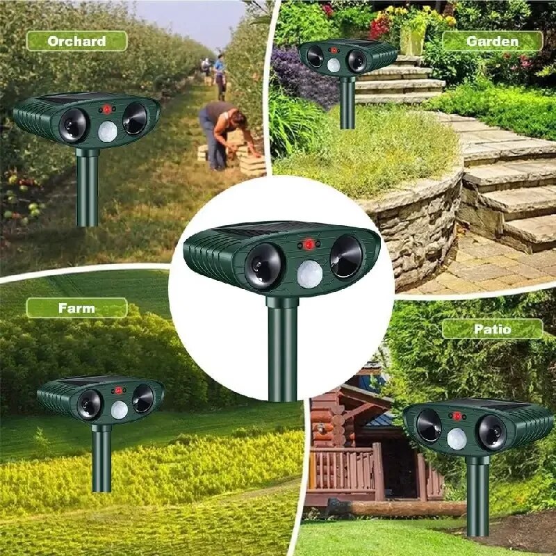 1pc Ultrasonic Repelente Animal Cat Dog Repelente Solar Powered Jardim Recarregável Impermeável Animal Deterrent Para Farm Yard