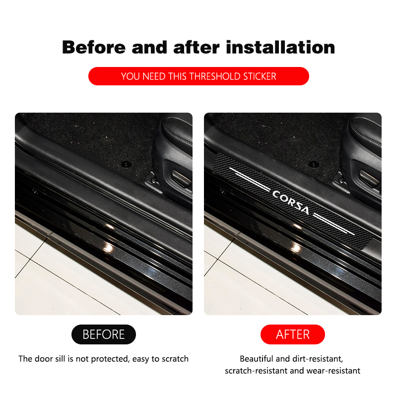 Alfombrilla de umbral de puerta de coche, placa de desgaste, Protector de alféizar de puerta, pegatina para Opel CORSA C D B E F, accesorios protectores de Pedal de entrada automática