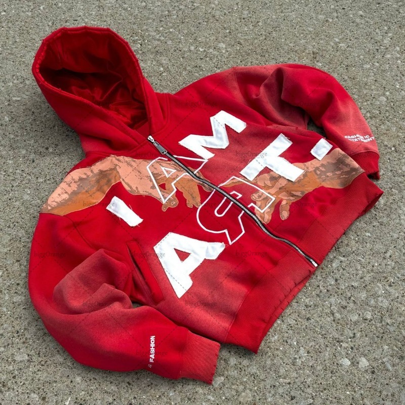 Ropa de calle de moda Hip-hop Y2K Harajuku americano Retro estampado de letras cremallera Sudadera con capucha Punk Casual colorido sudadera de gran tamaño