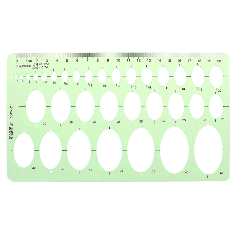 Nhựa Xanh Hình Bầu Dục Mẫu Hình Học Thước stencil Dụng Cụ Đo Học Sinh Nóng Bỏng