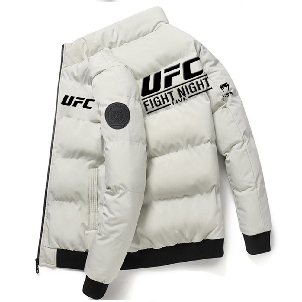 Zimowa nowa męska kurtka bawełniana ze stójką, dopasowany krój, styl Hongkongski, modna młodzieżowa kurtka bawełniana UFC, gruba kurtka bawełniana, odzież męska.